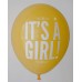 Golden Yellow It's A Girl Printed Balloons